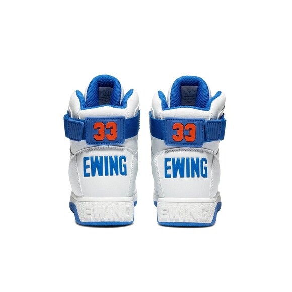 PATRICK EWING ATHLETIC KIDS GRADESCHOOL 33 HI REBOUND White/Blue/Orange Size 2.5 - Picture 3 of 4